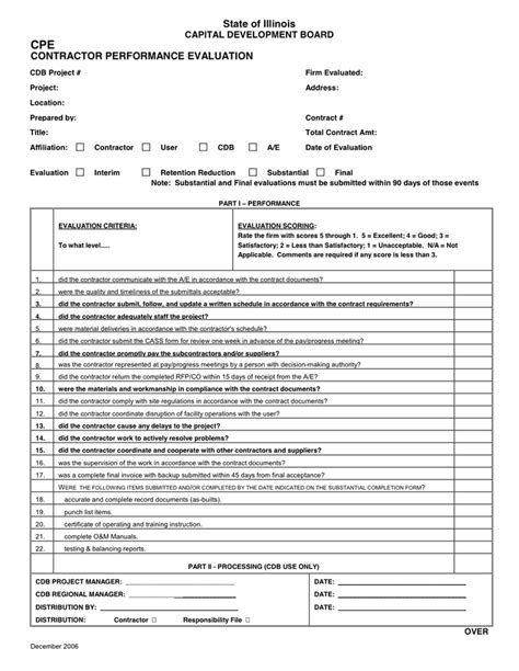 Construction Performance Review Template Sample