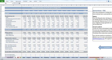 Construction P&L Template 1