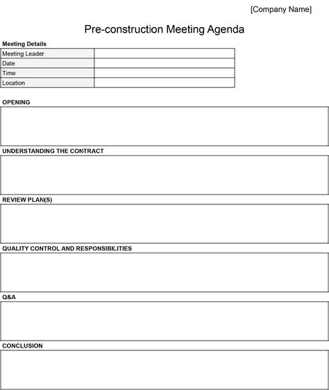 Construction Project Meeting Minutes Template Sample