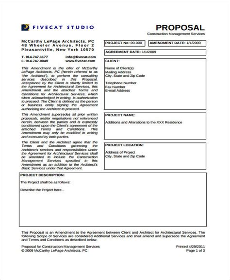 Construction Project Proposal Template