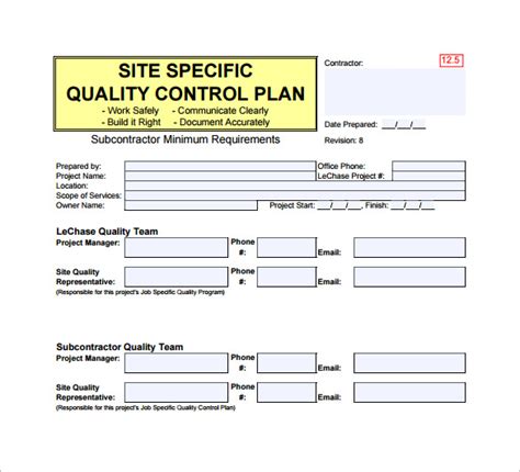 Construction Project Quality Control Template