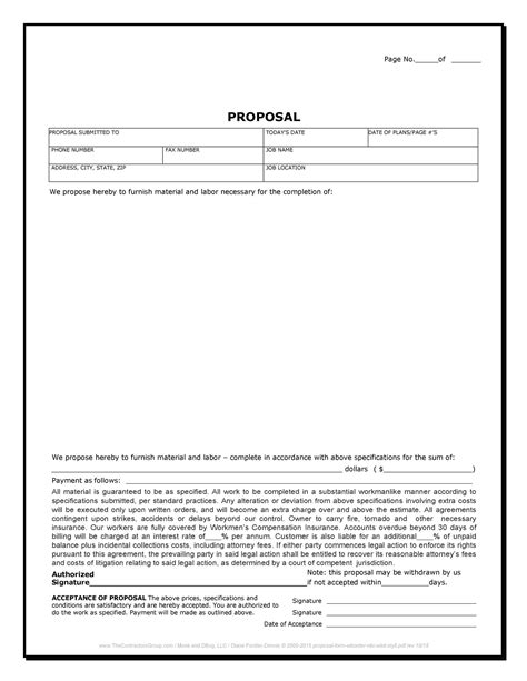 Construction Proposal Template Excel