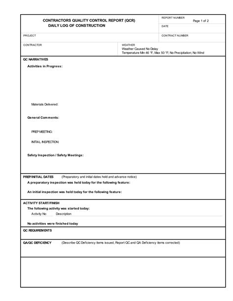 Construction Quality Control Report Template