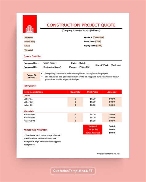 Construction Quotation Template