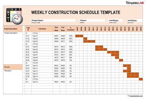 Construction Schedule Template Excel