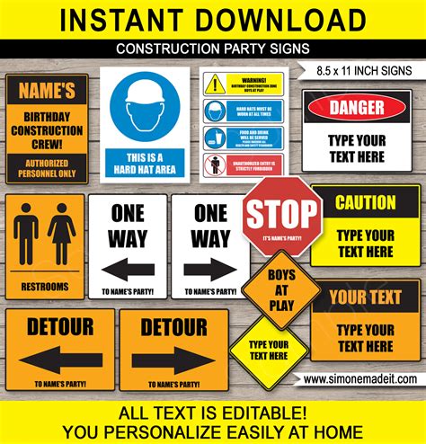 Construction signs printable templates