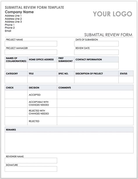 Construction Submittal Form Template Example