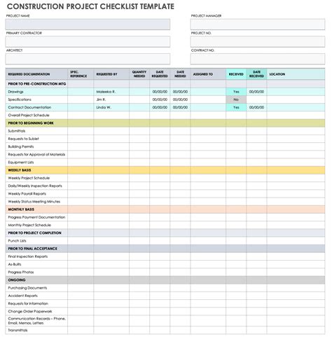 Construction Tasks Template