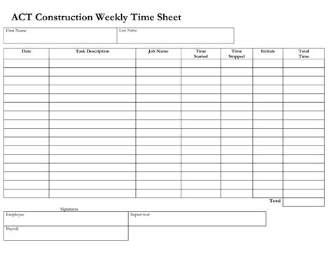 Construction Timesheet Template Gallery 1