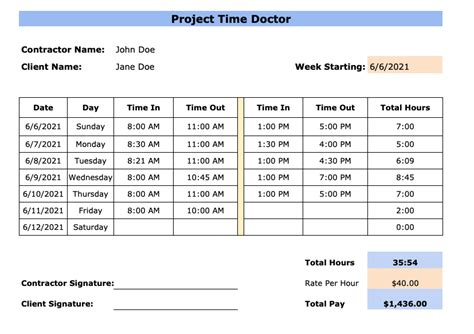 Construction Timesheet Template Gallery 3