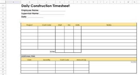 Construction Timesheet Template Gallery 4