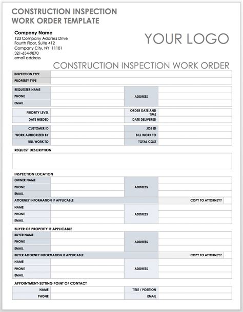 Key Components of a Construction Work Order Template