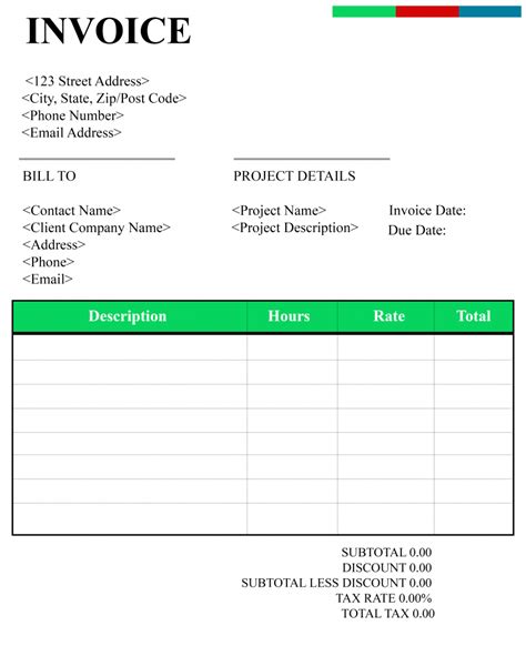 Consultant Invoice Template Excel Example