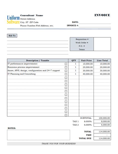 Consulting Invoice Template Project Details Excel