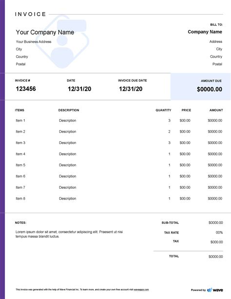 Consulting Invoice Template with Payment Terms