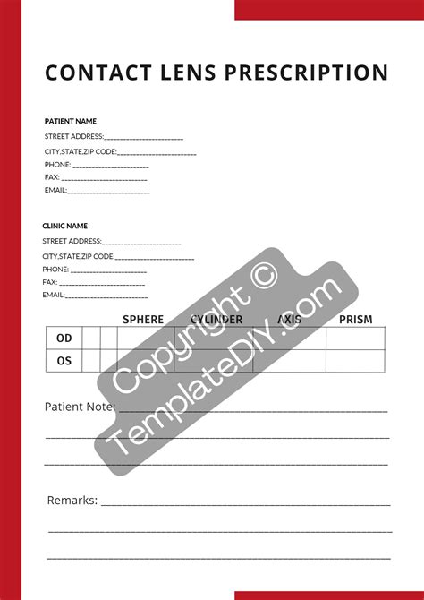 Contact Lens Prescription Template Example 4