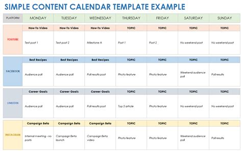 Content Calendar Template for Blog