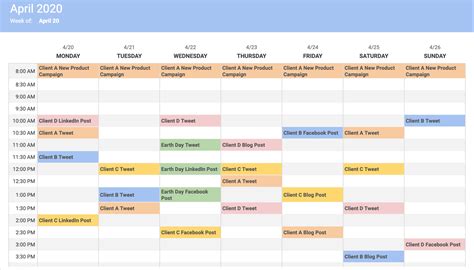 Content Calendar Template for Business