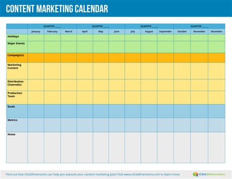 Content Calendar Template for Marketing