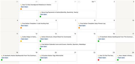 Content Calendar Template in Notion