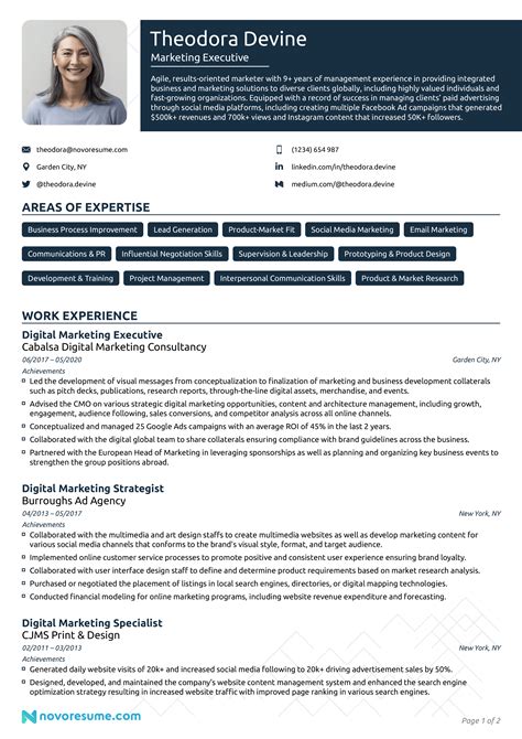 Content Marketing Resume Template