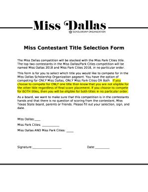 Contestant Selection Template Ideas