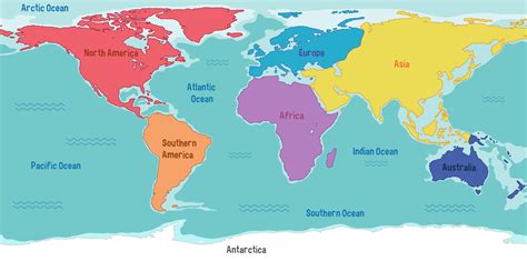 A blank map of the world with continents and oceans