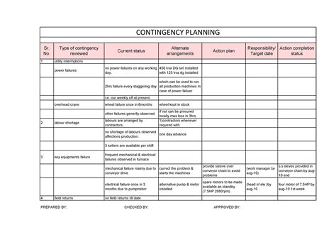 Contingency Planning Template