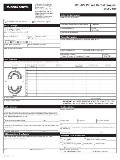 Contoh Template Dental Claim Form