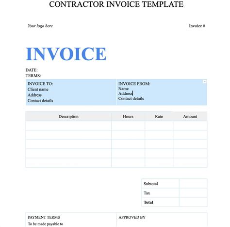 Contractor Invoice Template Google Docs