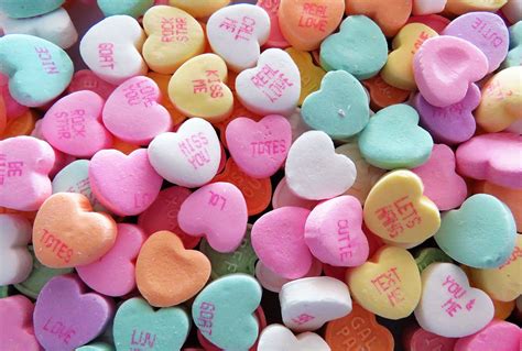 A bag of conversation heart candies