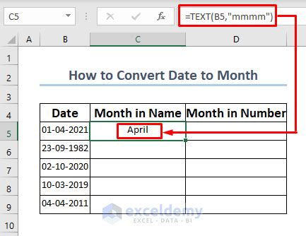 Converting Date to Month and Year in Excel