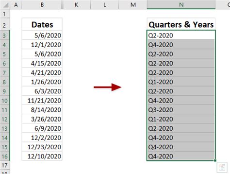 Converting dates to quarters in Excel