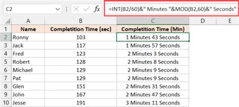 Converting seconds to minutes in Excel