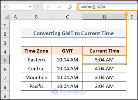 Convert Timezone in Excel