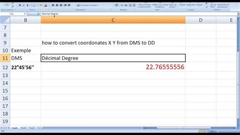 Converting coordinates in Excel using formulas