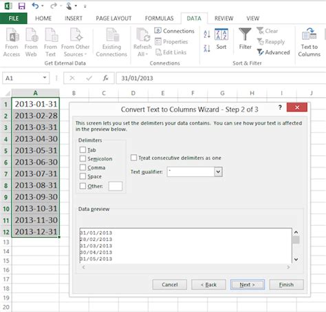 Converting Date and Time to Date using Text to Columns