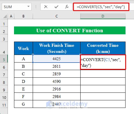 Converting Seconds to Minutes in Excel Using Functions