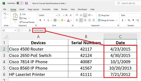 Converting Serial Numbers to Dates in Excel