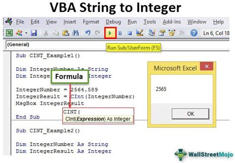 Converting Strings to Integers in VBA Example 1