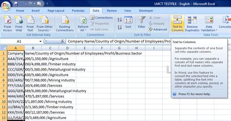 Converting text files to Excel spreadsheets