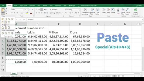 Converting to Millions in Excel