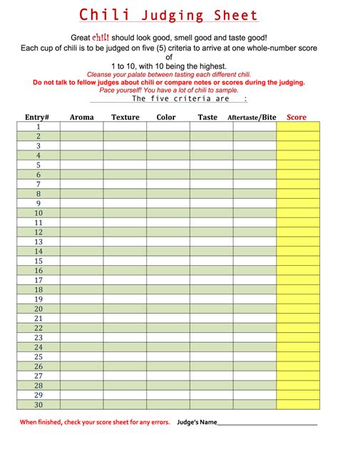 Cook-Off Judging Template 10