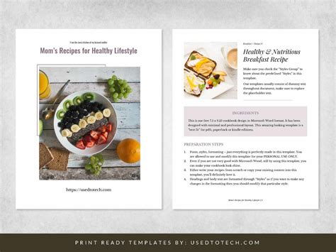 Cookbook template with photos for Microsoft Word