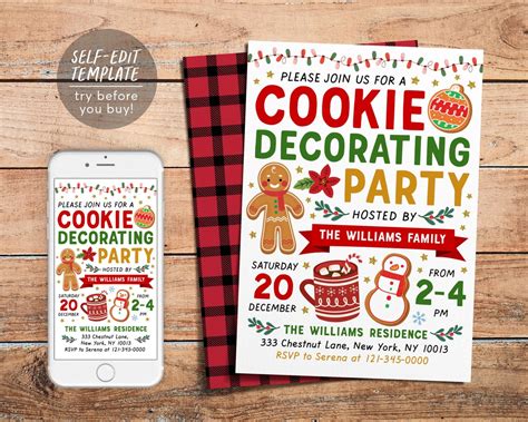 Cookie decorating invitation template