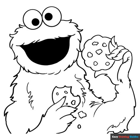 Cookie Monster coloring page with cookies