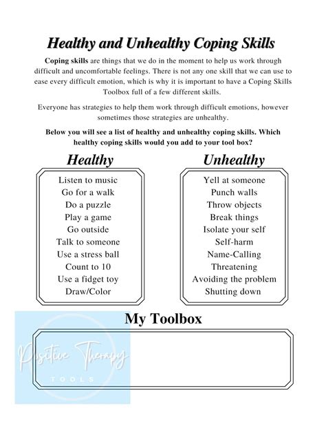 Coping Skills Worksheet Template