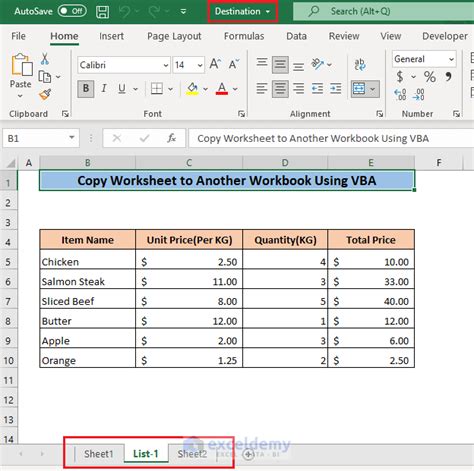 Copy Worksheet to Another Workbook VBA Image 1