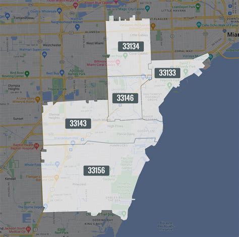 Coral Gables Zip Code Map