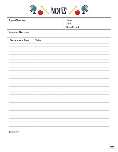 Cornell Note Template 4